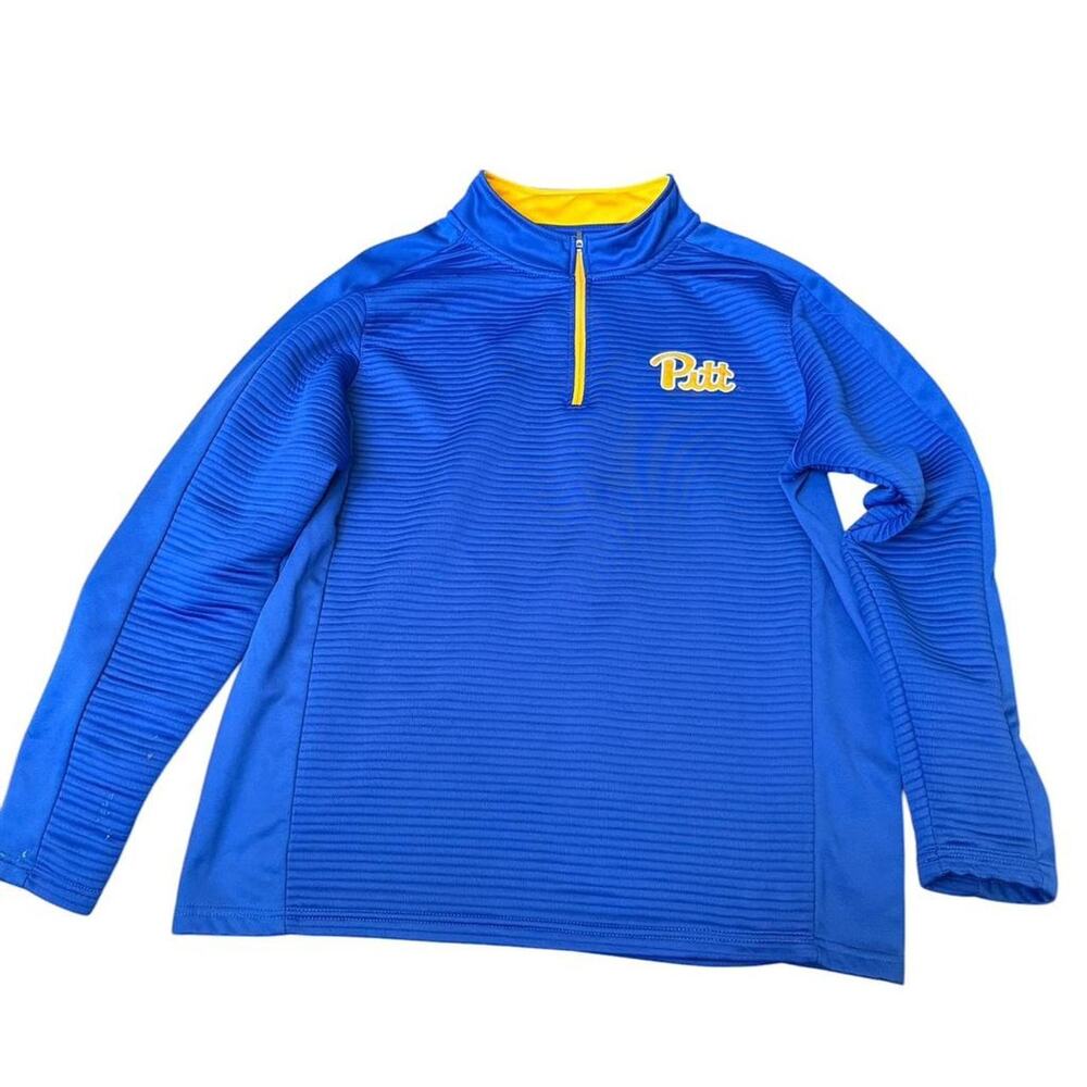 University of Pittsburgh Blue Quarter Zip Mens Pullover Size L